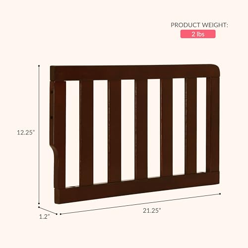 Image of Dream On Me Convertible Crib Toddler Guard Rail in Espresso, Converts Cribs to Toddler Beds, Solid Wood Construction