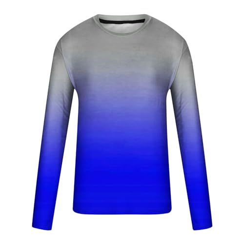Shirts for Men Long Sleeve Casual Loose Gradient Color Print Crewneck Sweatshirt Lightweight Gym Workout Pullover Top4