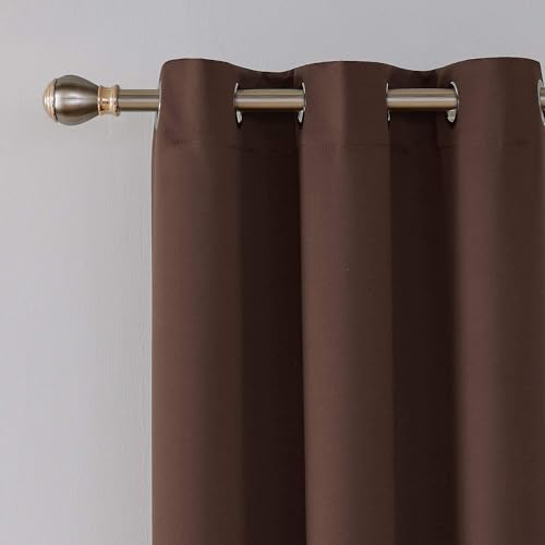 Image of 100% True Blackout Curtains 7 Feet, Set of 1 Panels | 300 GSM Heavy Room Darkening Polyester Cloth for Bedroom & Living Room | Thermal Insulated Heat & Noise Reducing (84x47 Inch, Brown) | 100% Room Darkening Thermal Insulated Heat & Noise Reducing Curtains 7 feet long