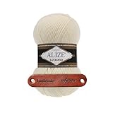 ALIZE 100g Lanagold 1 Cream Premium Wolle kuschelweich für Herbst Winter Projekte Farbvielfalt für Pullover Cardigans und Accessoires mit mySearose Label