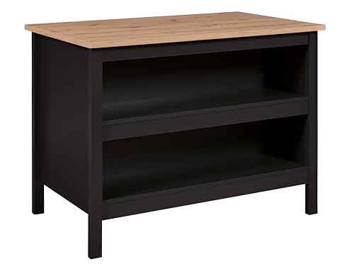 Inter Link - Kücheninsel - Mittelinsel - Arbeitsplatte - Küchenschrank mit Regalen - Melaminbeschichtet - Länge 124cm - Höhe 82 cm - Tiefe 75 cm - Helina Schwarz/ Artisan Inter Link - Kücheninsel - Mittelinsel - Arbeitsplatte - Küchenschrank mit Regalen - Melaminbeschichtet - Länge 124cm - Höhe 82 cm - Tiefe 75 cm - Helina Schwarz/ Artisan