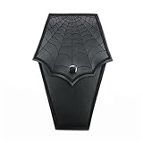 Dark Style Coffin Spider Web Eyeglass Case Faux Leather, Stitched Detail, Lightweight Flexible, Perfect Most Glasses