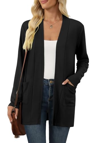 Women's Long Sleeve Cardigan Lightweight Casual Open Front Cardigans with Pockets