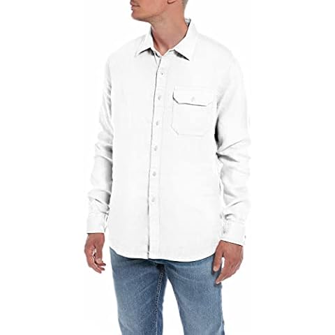 REPLAY M4082A Long-Sleeved Shirt in White Cover