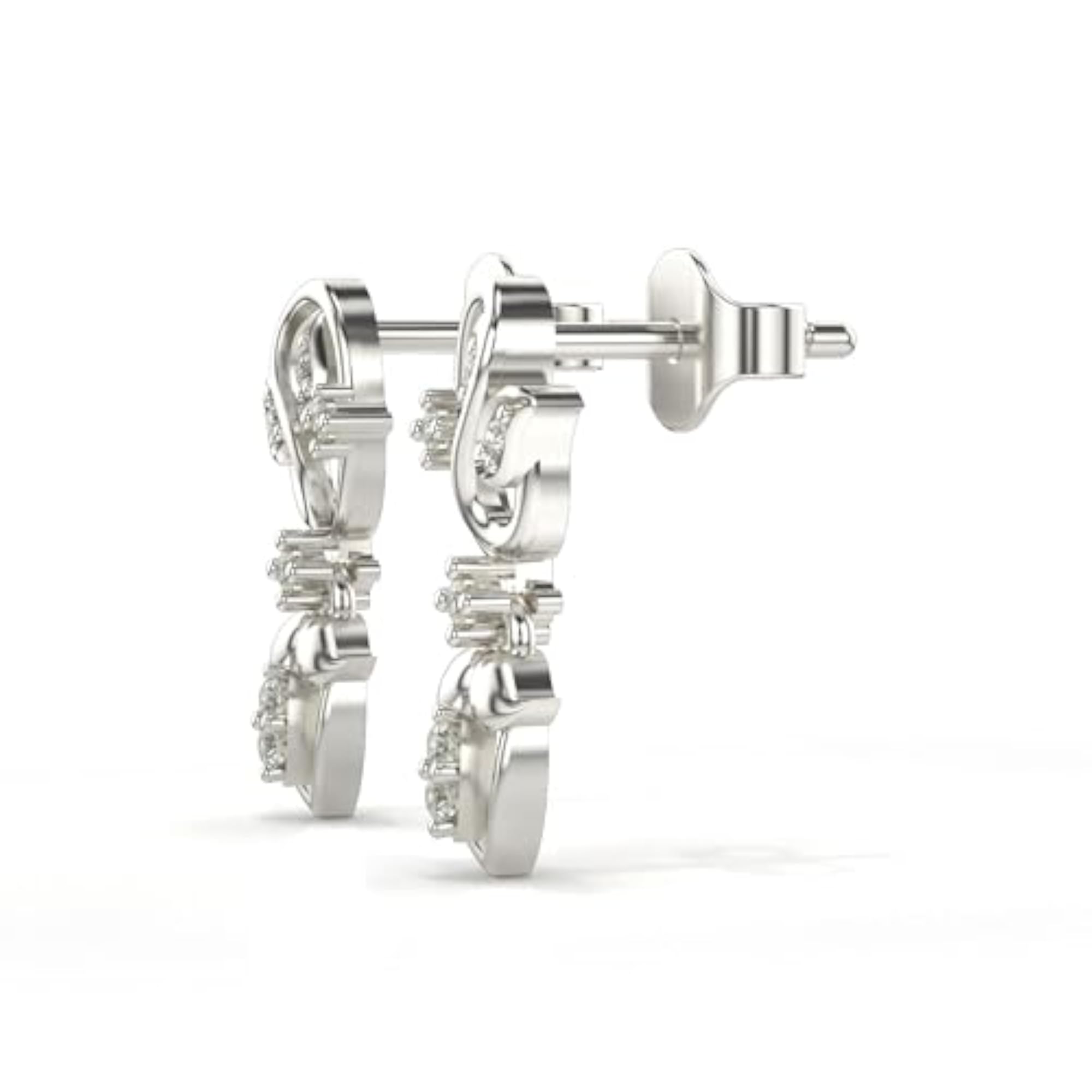 Women's Sterling Silver & Lab Grown Diamond 0.11cts Elegant Earrings, White