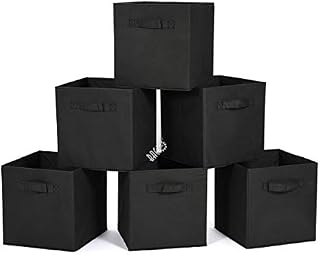 BRIAN & DANY Foldable Storage Cube Basket Bin, Set of 6, Black, 31 x 31 x 31 cm