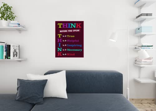 Image of Classroom Think Before You Speak Motivaltional Inspirational Educational Rules Teacher Supplies School Toddler Kids Elementary Learning Decorations Purple Cool Wall Art Print Poster 24x36
