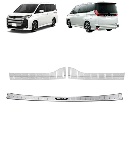 【Techlexa】ノア 90系 ヴォクシー 90系に対応 車種専用設計 リアバンパーステップガード/ステップ ラゲッジガード 傷防止 汚れ防止 ラゲッジ トランク 保護 カバー ステンレス製 内装 ガーニッシュ パーツ カスタム アクセサリー (セット,