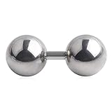 Ruifan 316L Surgical Steel 10mm Big Balls Externally Threaded Straight Barbell 12G