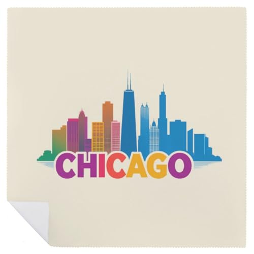 Servilletas de cocina cuadradas lavables con estampado de Chicago Skyline 7