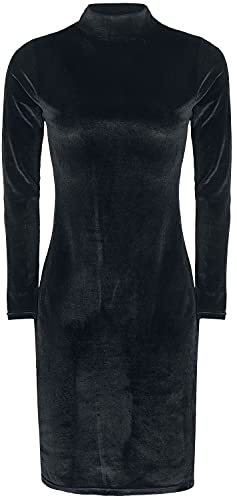 Urban Classics Damen Kleid Ladies Velvet Turtle Neck Dress Black XL