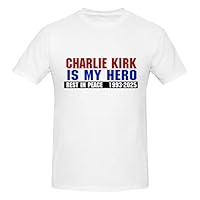 Charlie Kirk Is My Hero T-Shirt da Uomo in Cotone, Scollo a V, Manica Corta