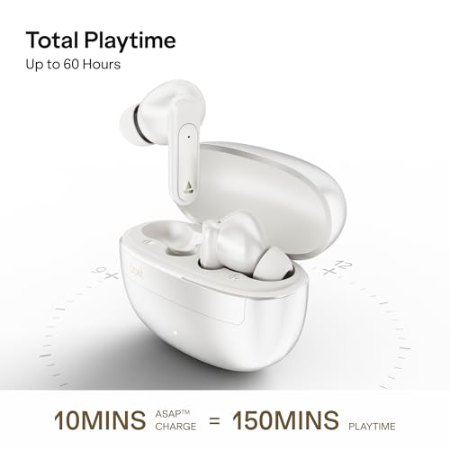 Image of boAt (2026 Launch Airdopes Plus 222 with Immersive Spatial Audio, 60 Hrs Battery, 13mm Drivers, Hearables App Support, Multi Connect, Voice Assistant TWS Earbuds with mic (Ivory White)