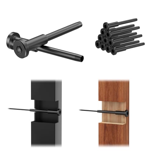 Image of 10Pack 1 /8 inch Black Invisible Cable Railing Kit, T316 Stainless Steel Invisible Receiver and Swage Stud End for Cable Railing, Swage Tensioner for Wood&Metal Cable Post, Wire Railing Kit, RG60