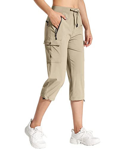 Capol Women's Cargo Capri Hiking Pants Quick Dry Lightweight Summer Pants Outdoor Casual Capris With Zipper Pockets Khaki Xl #TOP7