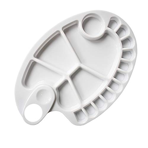 Non-Stick Paint Palette 2 PCS Artist Paint Mixing Tray Palette Oval Shaped Easy Clean Art Palette 17 Wells