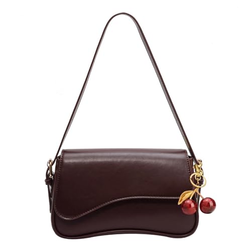 Image of Shoulder Bags for Women Y2K Purse Trendy Cherry Hobo Handbags Vegan Leather Clutch Saddle Bag with 2 Removable Strap