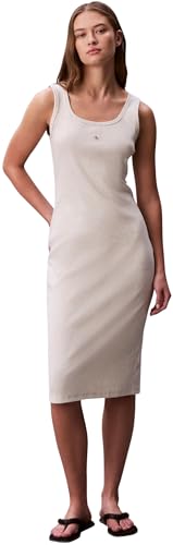 Calvin Klein SL Baby Rib Woven Label Square N Lv047f257g Vestidos, Grey (BA01 Grey Heather), S para Mujer