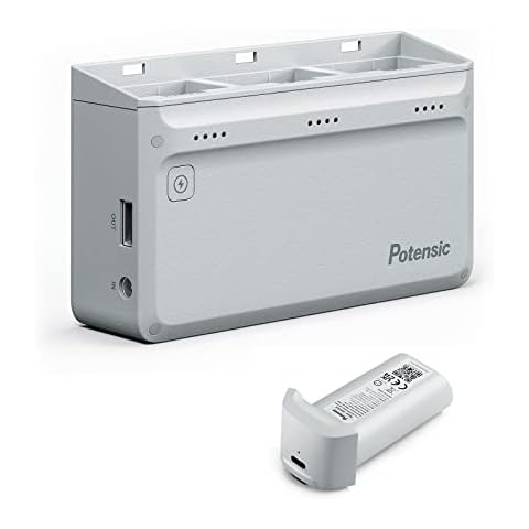 Potensic ATOM SE Fast Charging Station with 1 Battery, Charging Hub, Charges up to 3 batteries Simultaneously, Battery Level Control, Fast Charging Adapter Included Cover