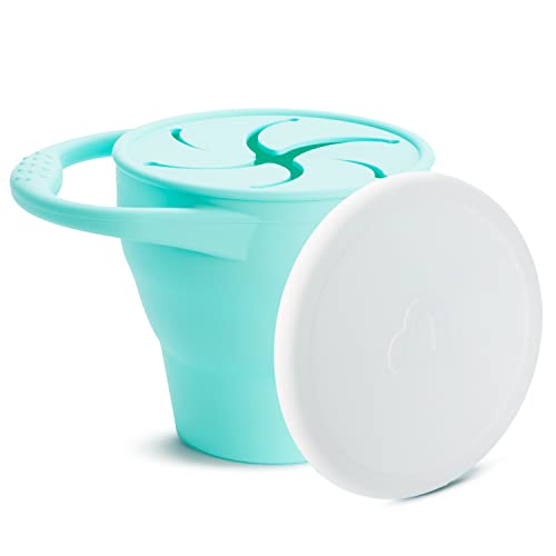 Image of Munchkin Snack Catcher Toddler Snack Cup with Lid, Silicone, Collapsable, Mint