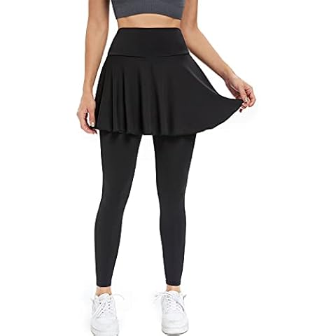 Joyshaper Tennis Skirt with Leggings, Women's Active Athletic Skort with Pockets Pleated Mini 2 in 1 Activewear Basic Golf Underneath Short Running,Black,L Cover