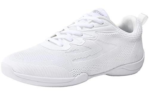 PPXID Femmes Filles Légères Mode Chaussures de Danse Gymnastique Baskets Cheerleading Chaussures de Sport Jazz -Blanc 43