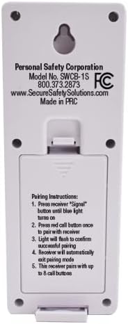 Secure SWCB-1S Wireless Slimline Pager + 1 Nurse Call Button - Patient SOS Help Pendant Call Button and Caregiver Pager Nurse Alert System - 500+ Ft Range … (1 Transmitter Set)