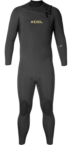 XCEL Traje de neopreno Comp para hombre con cremallera en el pecho de 5/4 mm, color negro