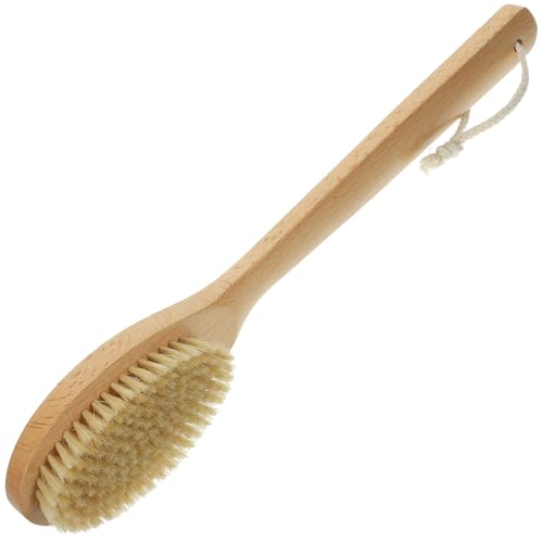 HEALEEP Cepillo de Baño de Cerdas de Cerda Natural Mango Largo de Madera de Haya, Exfoliante Corporal para Espalda y Ducha, Depurador Portátil para Cuidado Personal Diario