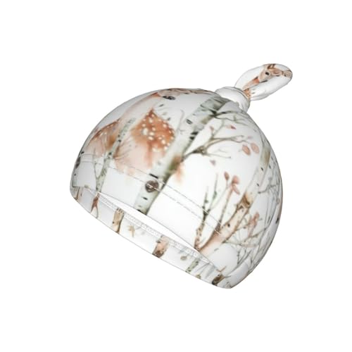Image of Cute Deer Animal Woodland Swaddle Blanket with Beanie Hat Set Newborn Swaddle Wrap Soft Baby Receiving Blankets Baby Swaddle Blanket for Baby Boys and Girls