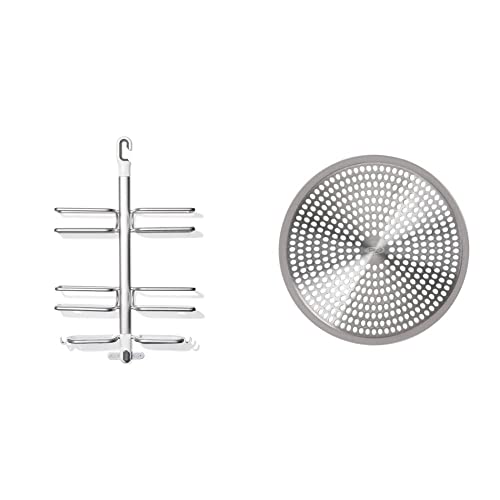 Oxo Good Grips Aluminum Hose Shower Caddy - Silver & Good Grips Shower Stall Drain Protector, Stainless #TOP16
