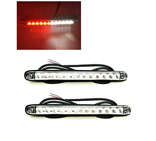 MelTruck 2x LED Rückleuchte 12V/24V mit Rückfahrleuchte & Nebelschlussleuchte, IP68 E9 für Anhänger LKW PKW, 12 LEDs rot/weiß, vertikal/horizontal Montage, robust & langlebig