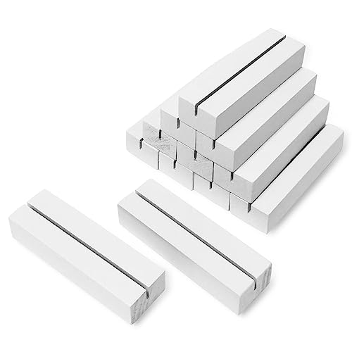 Worown 12 Stück Weiß Kartenhalter Holz, Menükartenhalter, Tischkartenhalter, Fotohalter Holz für Heim, Kaffeebar, Laden, Hochzeits und Postkarten ( 10 x 3 x 2 cm )