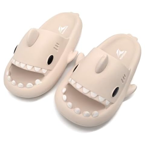 RUNSOON Cloudy Shark Slides Adult Cloud Slippers Slide Sandals for Women Men Outdoor Indoor, Beige EU41 Cover
