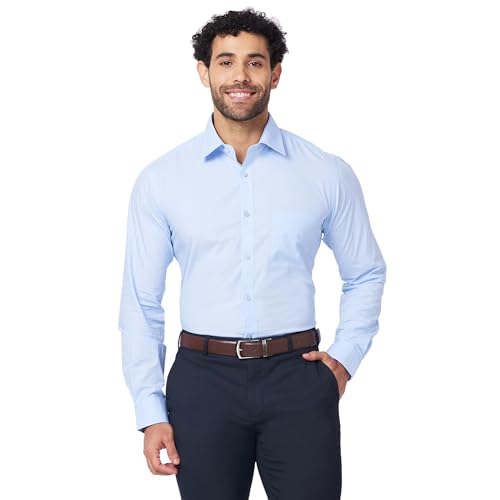 Image of Raymond Men's Slim Fit Pure Cotton Structure Pattern Semi Cutaway Collar Full Sleeve Formal Shirt