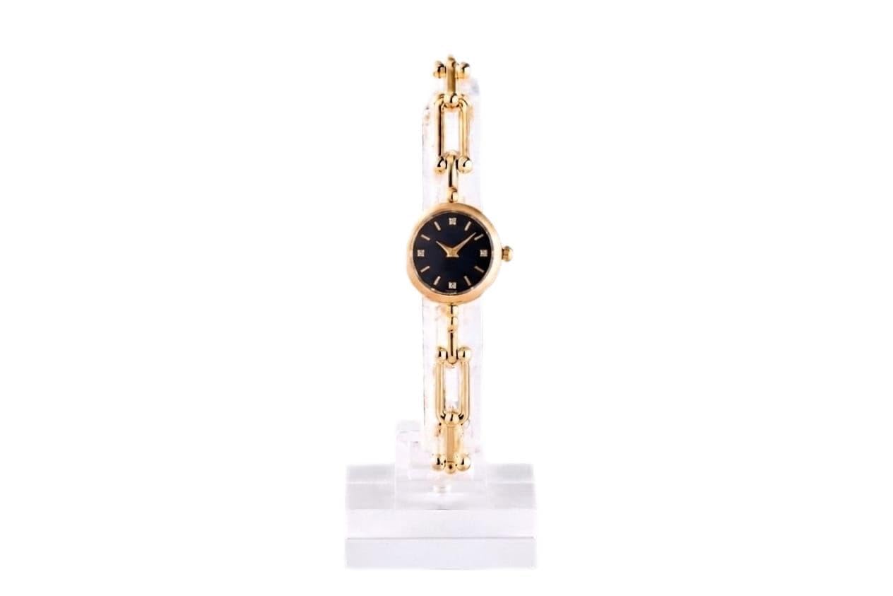 women's gold-tone chain bracelet watch with red dial