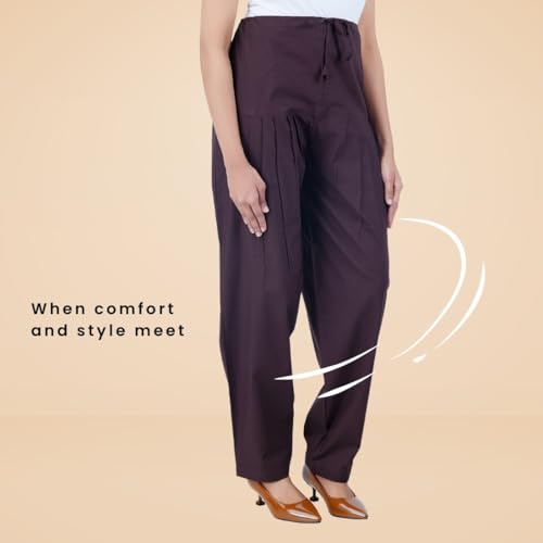 Image of Happy Bunny Salwar Pant - Modern Style Pure Cotton for Women - Ethnic Semi Patiala Trouser - Office,Home - All Day Comfort Wear with Drawstring