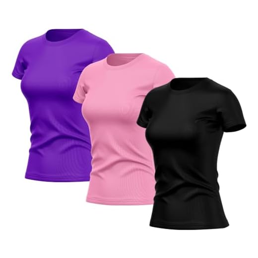 Kit 3 Camisetas Feminina Dry Básica Lisa Proteção Solar UV Térmica Blusa Academia Esporte Camisa (BR, Alfa, P, Regular, Preto, roxo)