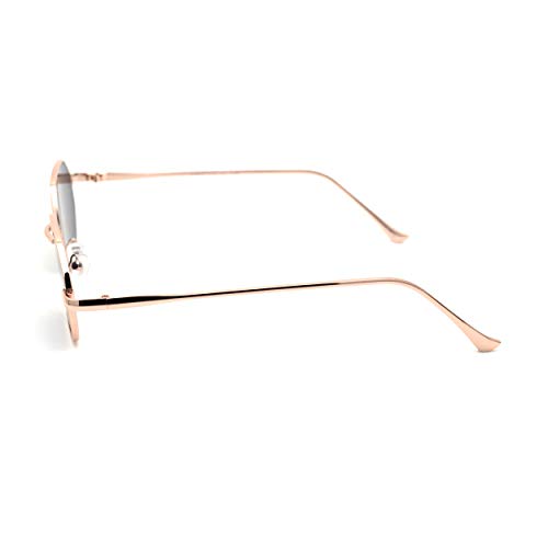Image of Hexagon Metal Rim Pimp Style Retro Vintage Style Narrow Sunglasses Gold Black