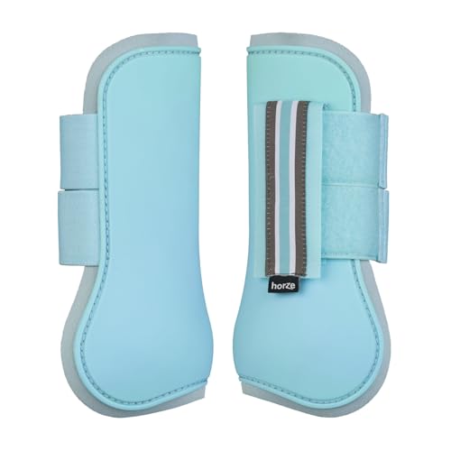 HORZE Adepto Open Front Tendon Boots | Durable Shell with Neoprene Lining - Canal Blue - Horse
