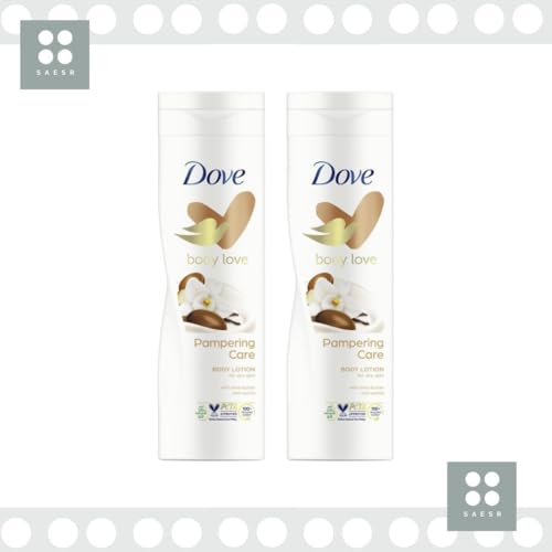 Dove 2-Pack Pampering Care Body Lotion 250ml. Fast-absorbing Moisturiser for Dry Skin. Body Moisturiser Lotion Bundled with SAESR Cosmetic Bag. Rich Body Skin Care Moisturiser for Softer Skin. - Image 7