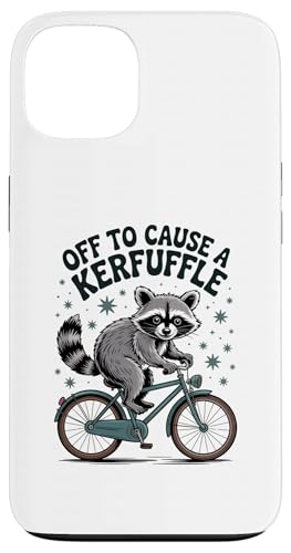 おもしろいアライグマKerfuffle 自転車ライダー ユーモラスな動物の言葉 スマホケース iPhone 13 用