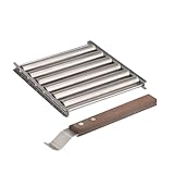 PAEFIU Hot Dog Roller, Edelstahl Wurstrollerständer, BBQ Hot Dog Griller mit Extra Langem Holzgriff, 6 Rollen für 5 Hot Dogs, Gleichmäßiges Kochen von Wurstwalze, für Partys, Grillen Im Freien