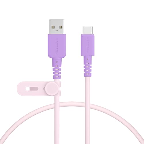 MOTTERU (モッテル) バイカラーケーブル USB-A to USB-C iPhone Air 17 17Pro 16 15 Android スマートフォン各種 しなやか 絡まない データ転送 ケーブルバンド付 0.5m ピンクライラック MOT-BCECAC50-PC