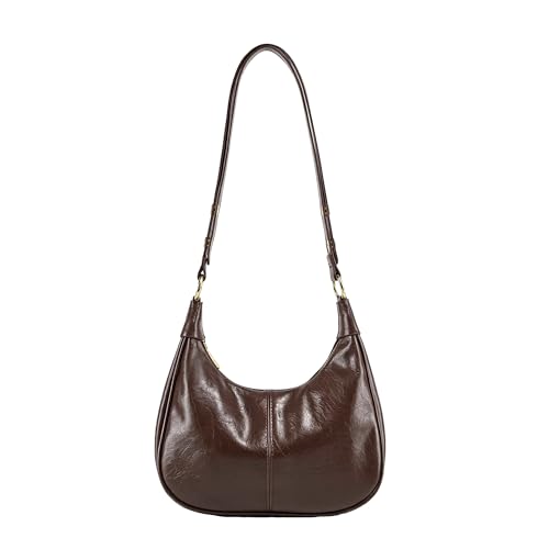 JYG Small Hobo Bags for Women Retro Crescent Coffee Shoulder