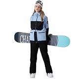 [SnowElve] スキーウェア レディース スノーボードウェア 上下セット スノボウェア 耐水圧12000mm「4サイズ・7カラー」撥水加工 スノーウェア ボードウェア 防寒 雪遊び ジャケット パンツ 2点セット S167K113S（XL・06/BL×BK）