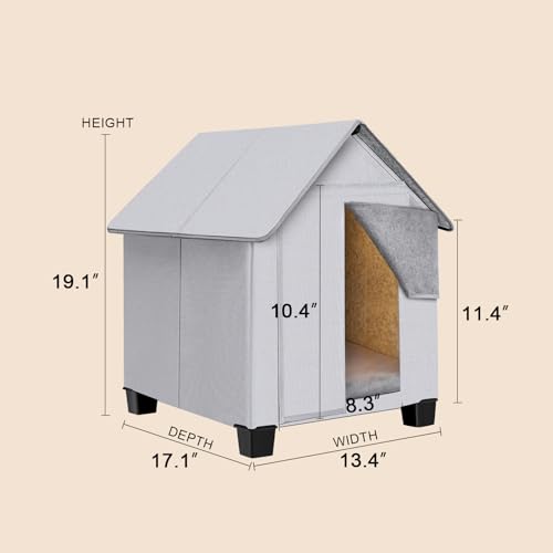 image for SHINEBBYS Outdoor Dog House, Elevated Foldable Dog Cave Bed with Remov