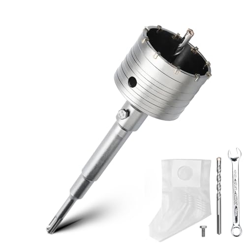 Set de trépans couronne vide de 80 mm avec adaptateur SDS plus 220 mm et foret de centrage 8x110 mm, trépan couronne pour prise pour maçonnerie et béton