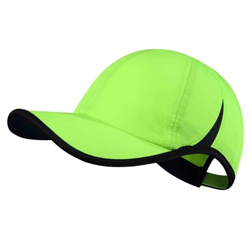 GADIEMKENSD Performance Run Hat Summer Cooling Hats for Womens Mens Golf Hat Breathable Adjustable Plain Dad Cap Sun Protection for Tennis Hiking Workout Gym Hunting Outdoor Fluorescent Green