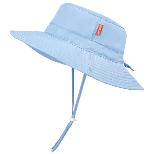 HECCEI Baby Sun Hat Adjustable Summer Beach Hat with Wide Brim UPF 50+ Sun Protection Bucket for Infant Boy Girl